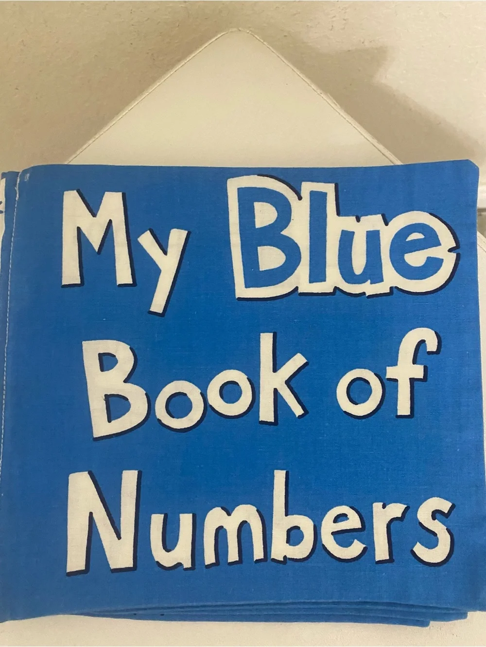 My Blue Book of Numbers Soft Cloth Fabric Baby Nursery Book - Blue white 10”x10”